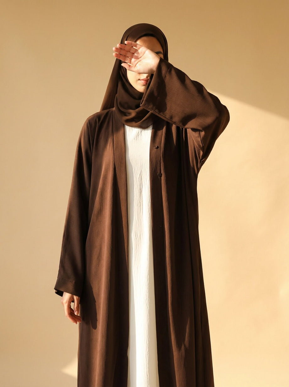 Abaya Open-front Mocha - fronte
