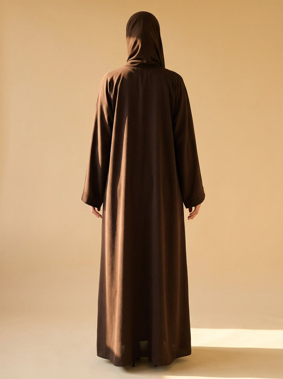 Abaya Open-front Mocha - retro