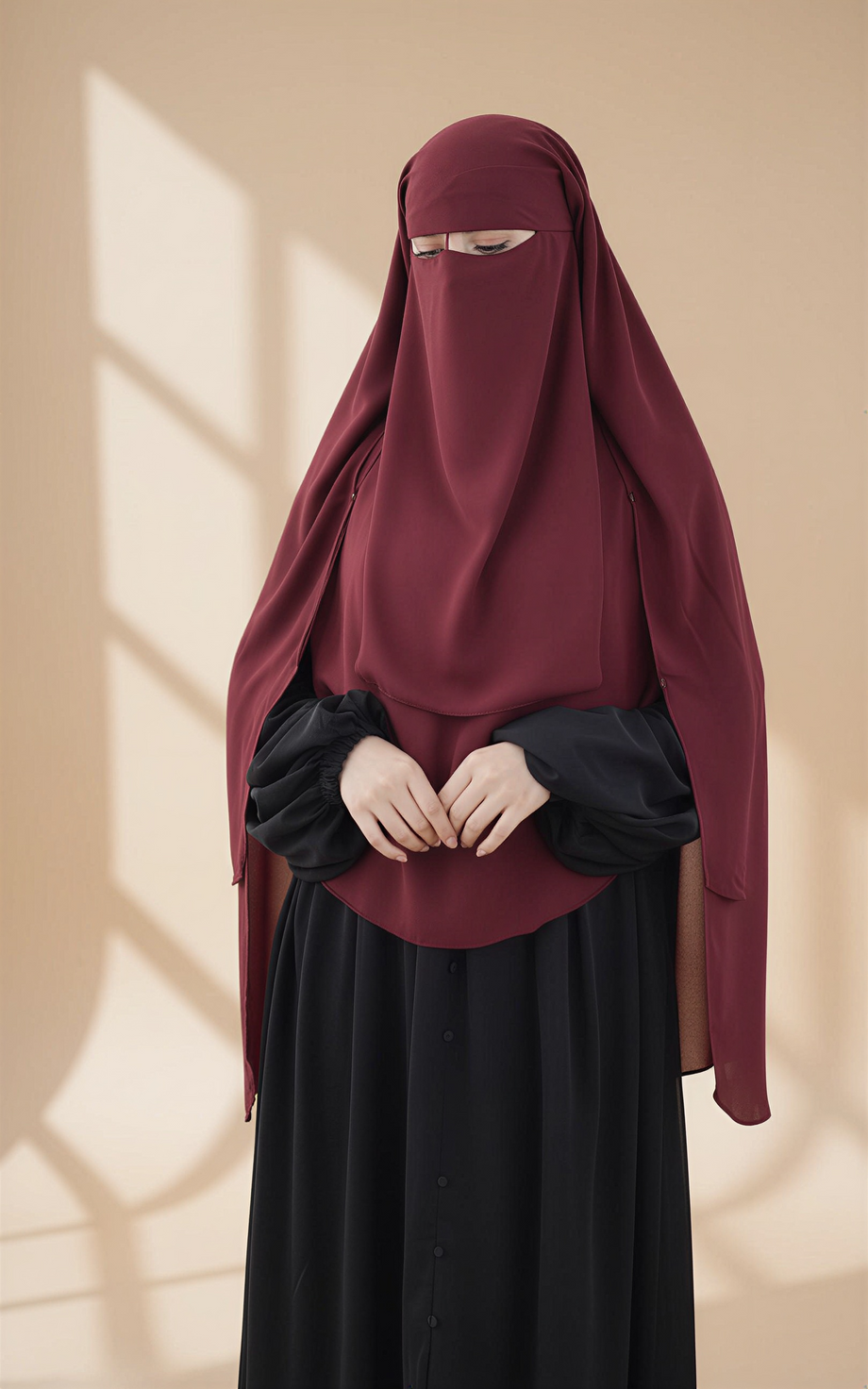 Niqab Half 2-layer - bordeaux