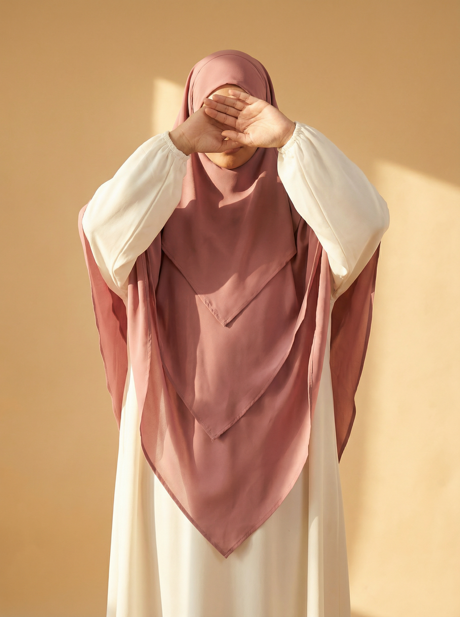 Diamond Chiffon Khimar 2 Strati - fronte