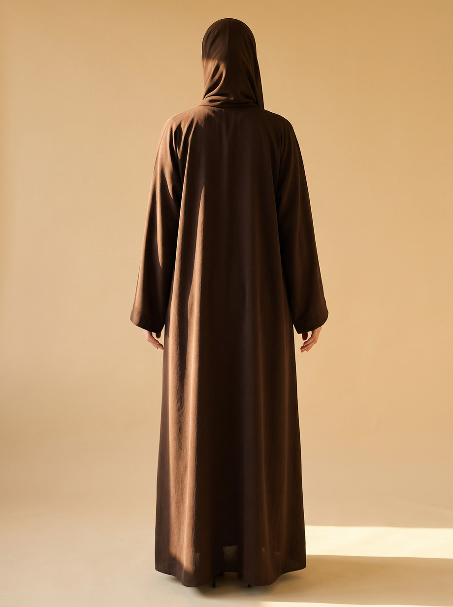 Abaya Open-front Mocha - retro