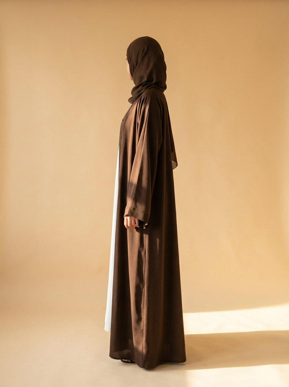 Abaya Open-front Mocha - lato