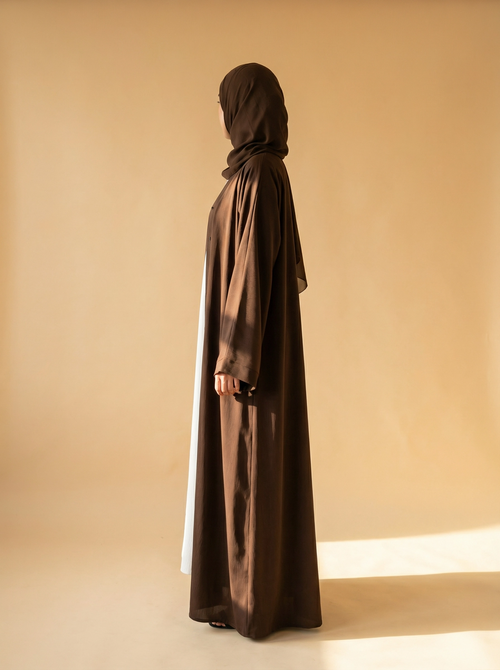 Abaya Open-front Mocha - lato
